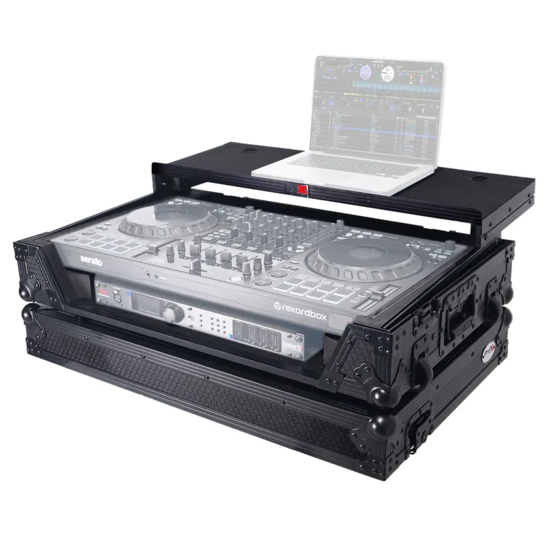 ProX Flight Road Case for Pioneer DDJ-FLX10 with Laptop Shelf, 1U Rack Space and Wheels - Black Finish Certifié