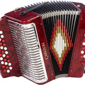 Meilleur Choix Carlton Diatonic Accordion A/D/G - Red