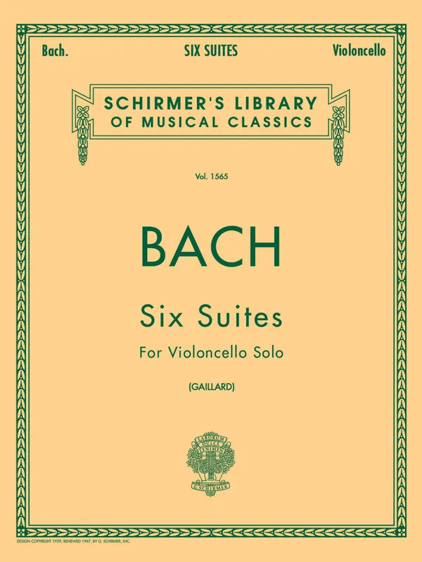 Acheter En Ligne G. Schirmer Inc. 6 Suites - Bach/Gaillard - Cello - Book