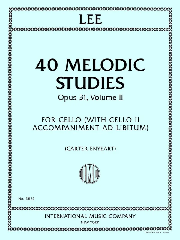 International Music Company 40 Melodic Studies, Opus 31, Volume II - Lee/Enyeart - Cello or Cello Duet - Book Soldes