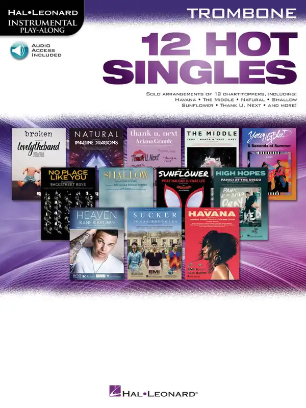 Hal Leonard 12 Hot Singles Instrumental Play-Along - Trombone - Book/Audio Online Bon Marché