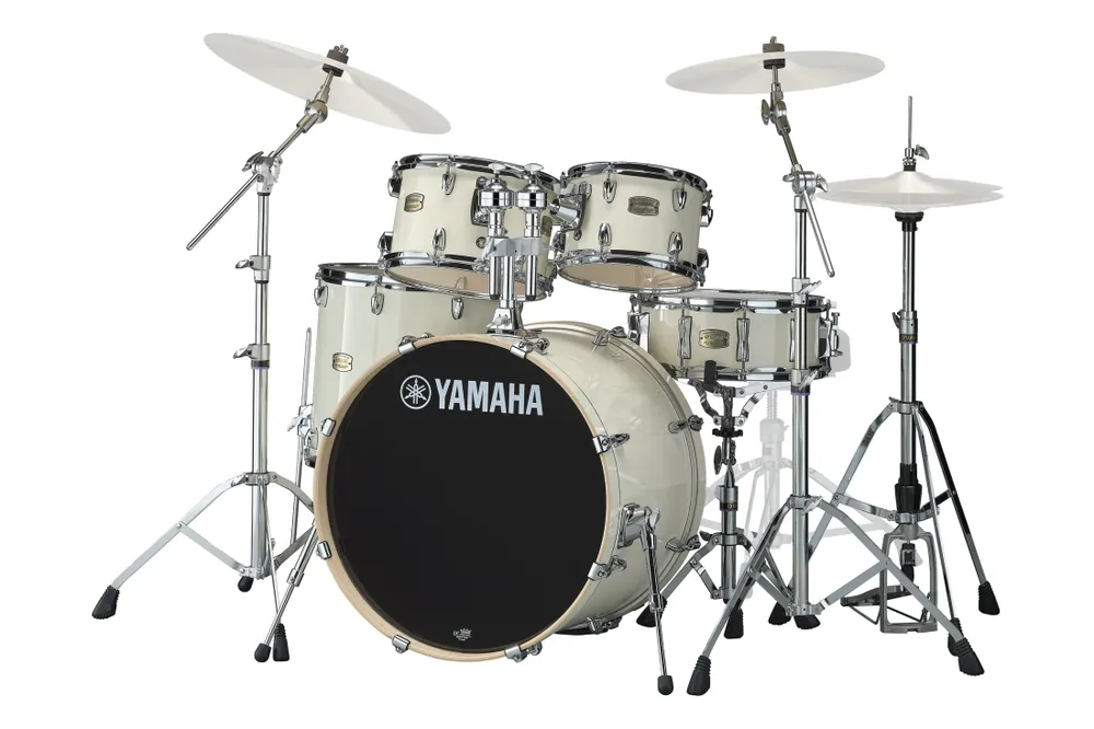 Yamaha Stage Custom Birch 5-Piece Drum Kit (20,10,12,14,SD) with Hardware - Classic White Commander Vite