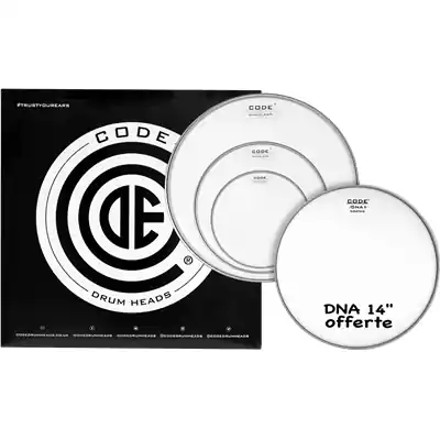Usine Directe Code Drumheads Pack de Peaux dna clear rock cc 14 dna coated