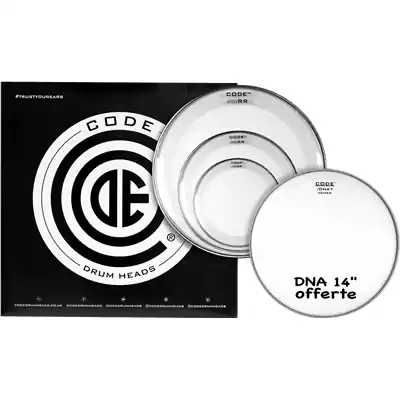 Pas Cher Code Drumheads Pack de Peaux rr clear rock cc 14 dna coated