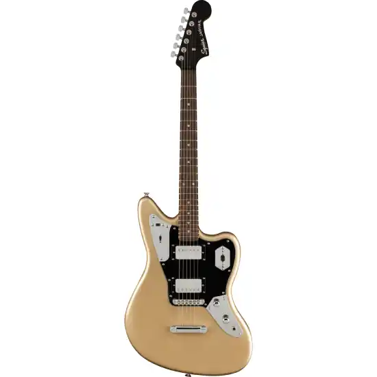Achat Immédiat DISCONTINUESquier Contemporary Jaguar HH ST, Laurel Fingerboard, Black Pickguard, Shoreline Gold