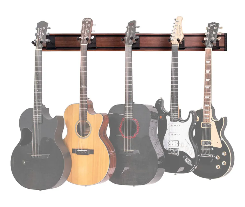 String Swing Multi-Guitar Wall Rack - Black Walnut Print Expédié Aujourd'hui