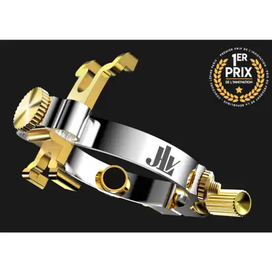 Certifié JLV SOUND - Ligature JLV plaquée Platine et Or pour saxophone Baryton