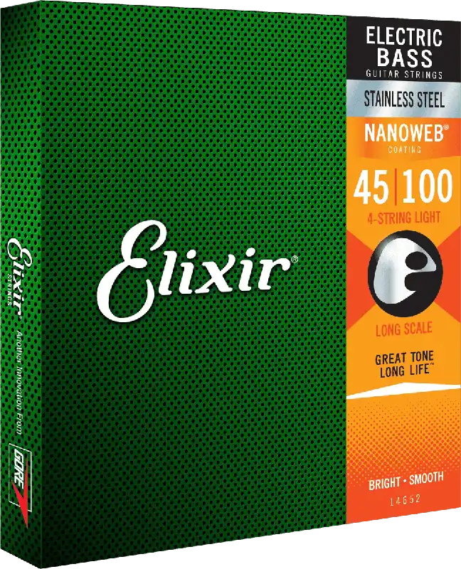 Elixir 14652 BASSES ELECTRIQUES Nanoweb Stainless Steel Light 45/100 Prix Bas