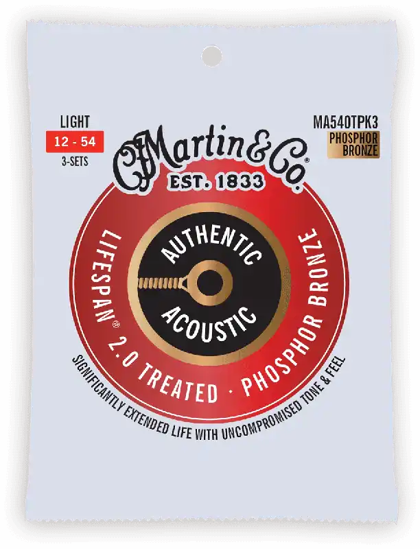 Authentique Martin & Co CORDES Phosphore Bronze - Authentic Treated, pack 3, Light, 92/8 - 12-54