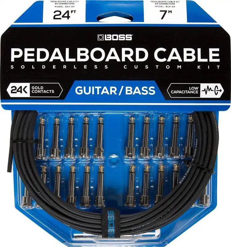 Retour Gratuit BOSS Solderless Pedalboard Cable Kit w/24 Connectors, 24 ft Cable