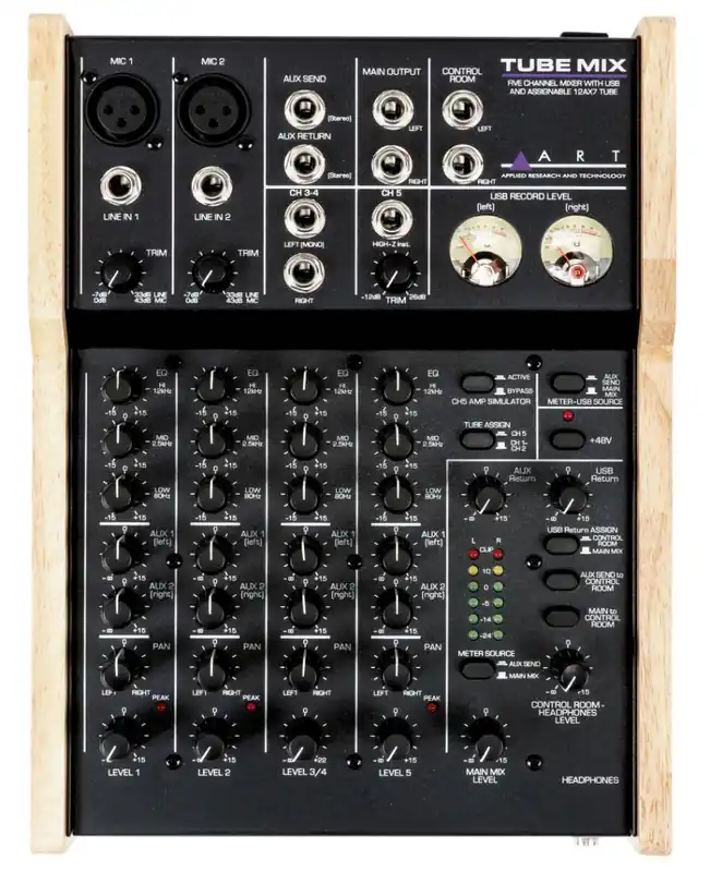 ART Pro Audio TubeMix 5-Channel Recording Mixer with USB and Assignable 12AX7 Tube Quantité Limitée