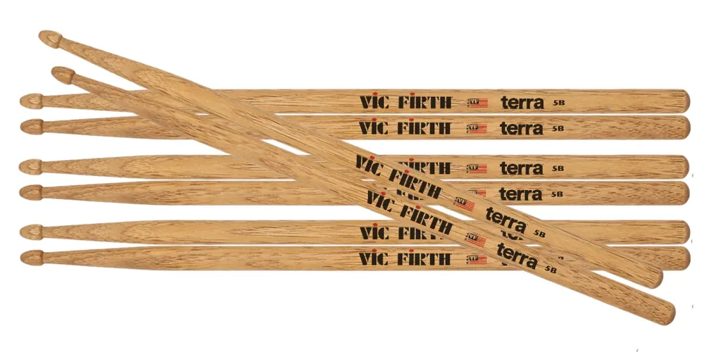 Vic Firth American Classic Terra Drumsticks with Wood Tip - 5B (4-Pack) Nouvel Arrivage