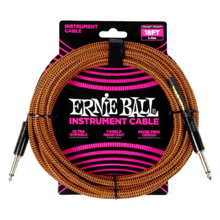 Ernie Ball 18‘ Braided Instrument Cable, Straight/Straight - Pumpkin Pie Achetez Aujourd'hui