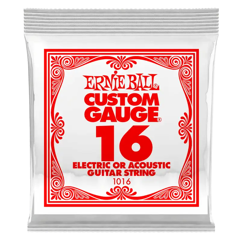 Must-Have Ernie Ball Single Plain Steel Electric or Acoustic Guitar String - .016