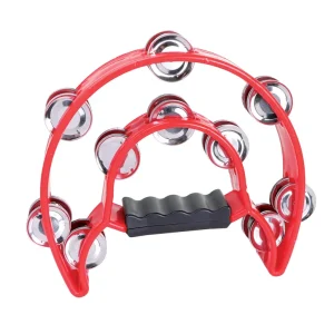 Granite Percussion Heavy Duty Half-Moon Tambourine with Inside Row - Red Usine Directe
