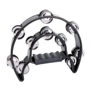 Granite Percussion Heavy Duty Half-moon Tambourine with Inside Row - Black Usine Directe