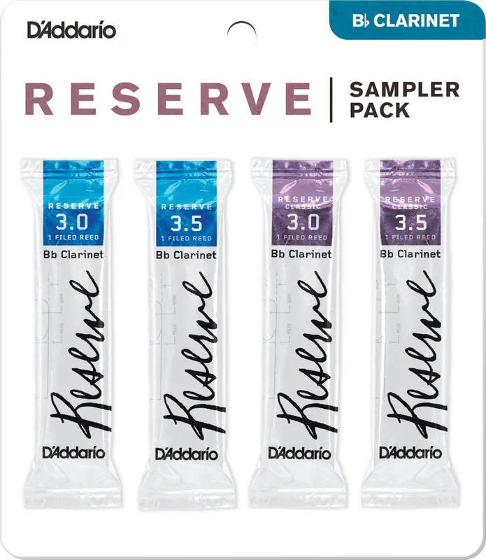 Dernier Modèle D‘Addario Woodwinds Reserve Clarinet Reed Sampler 4 Pack - 3.0/3.5