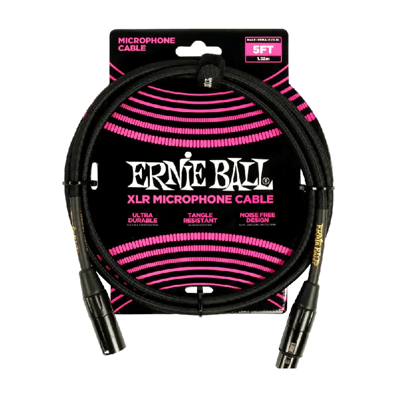 Ernie Ball 5‘ Braided XLR Mic Cable - Black Pas Cher