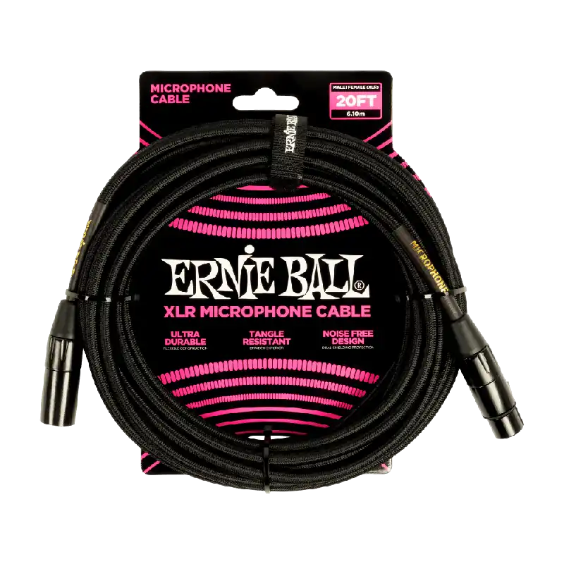 Prix Promo Ernie Ball 20‘ Braided XLR Mic Cable - Black