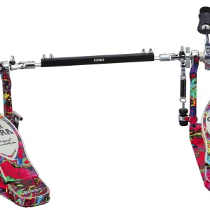 Authentique Tama 50th Anniversary Limited Edition Iron Cobra Power Glide Twin Pedal - Marble Psychedelic Rainbow