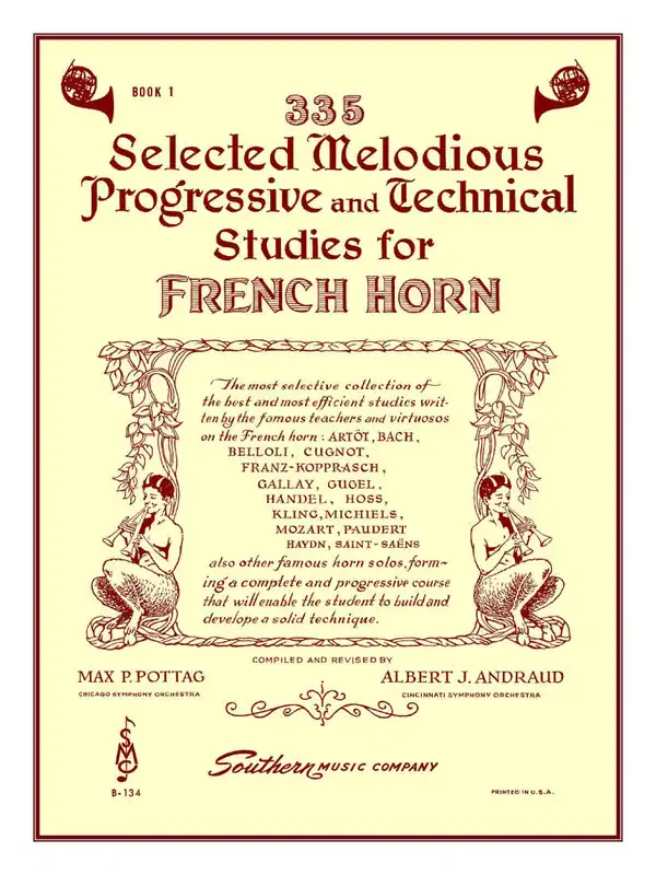 Dernière Chance Southern Music Company 335 Selected Melodious Progressive & Technical Studies, Book 1 - Pottag/Andraud - Horn - Book