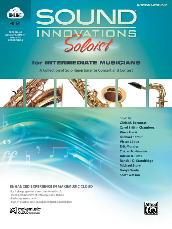 Top Vente Alfred Publishing Sound Innovations Soloist for Intermediate Musicians - Tenor Saxophone - Book/Media Online