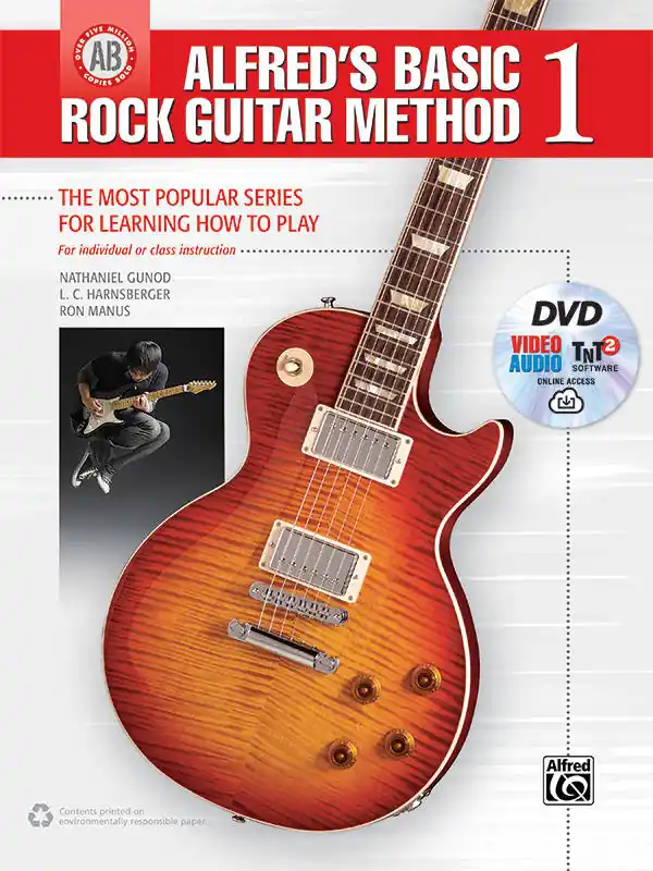 Bon Plan Alfred Publishing Alfred‘s Basic Rock Guitar Method 1 - Gunod/Harnsberger/Manus - Book/DVD/Media Online