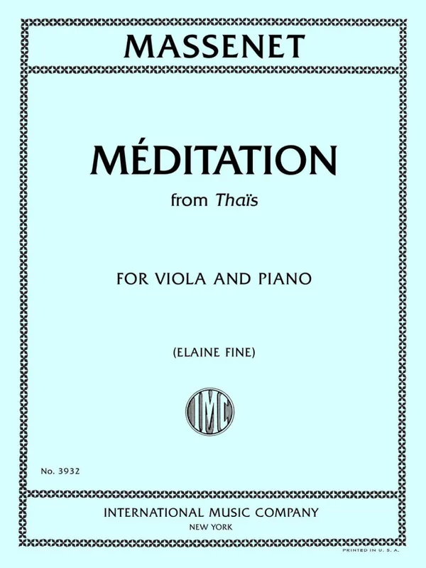 Offre Exclusive International Music Company Meditation from Thais - Massenet - Viola/Piano - Sheet