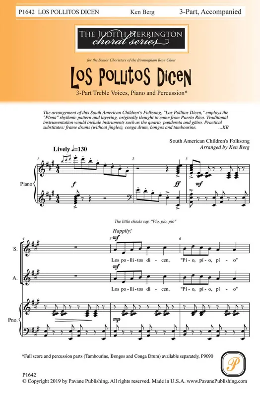 Haute Qualité Pavane Publishing Los Pollitos Dicen - South American/Berg - SSA